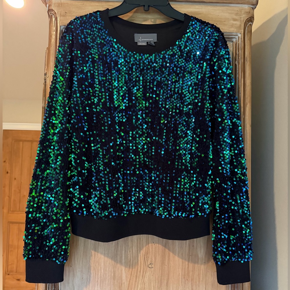 By Anthropologie Sequin Velvet Sweatshirt size M